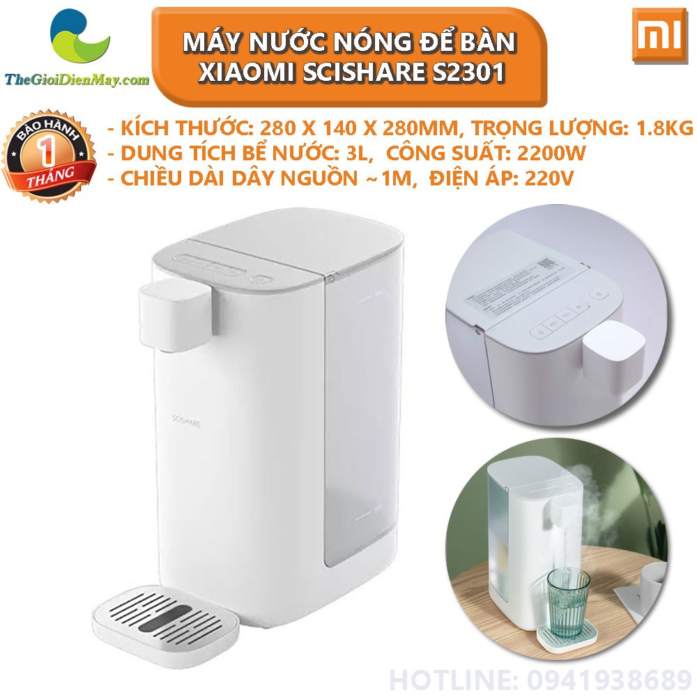 [Mã ELMS5 giảm 7% đơn 300k] Máy nước nóng để bàn 3L Xiaomi Scishare S2301 - Bảo hành 1 tháng - Shop Thế Giới Điện Máy