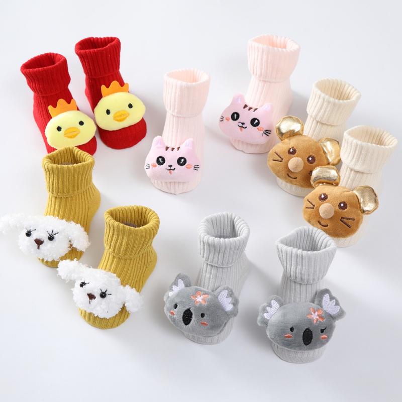 Vớ cotton chống trượt in họa tiết hoạt hình dễ thương cho trẻ sơ sinh 0-1 tuổi