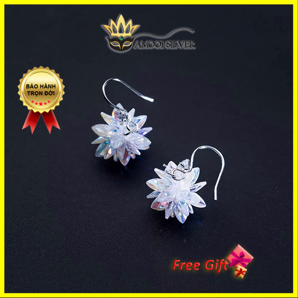 Bông tai bạc S925 đá tuyết - Amooi Silver AB31