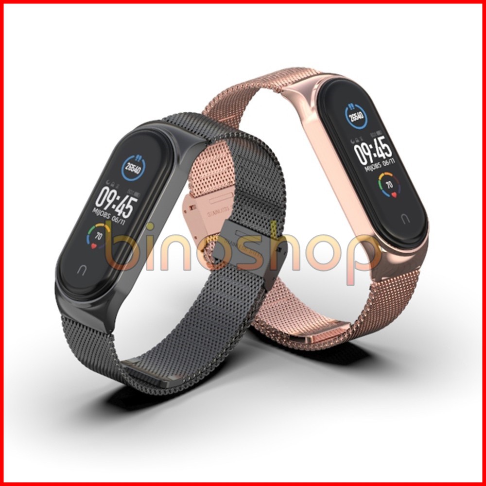 Dây đeo miband 6, miband 5 kim loại mắt lưới viền cong CS, dây đeo thay thế mi band 5, mi band 6 mắt lưới CS MIJOBS