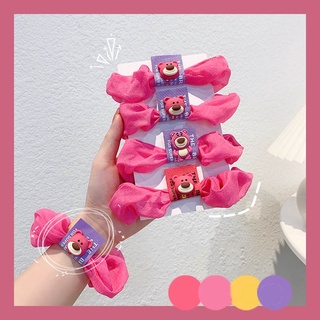 Dây buộc tóc cao su co giãn họa tiết gấu dâu hoạt hình dễ thương cho nữ