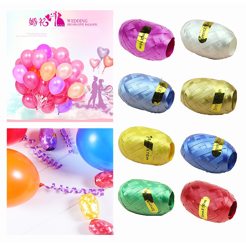Cuộn dây ruy băng trang trí bong bóng 5mm dài 10m với 12 màu tuỳ chọn