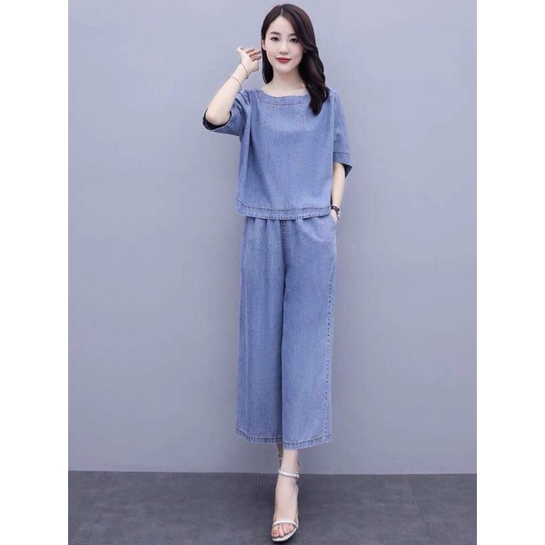 Set jean nữ cao cấp đẹp lung linh thoải mái vận động QCNP4008