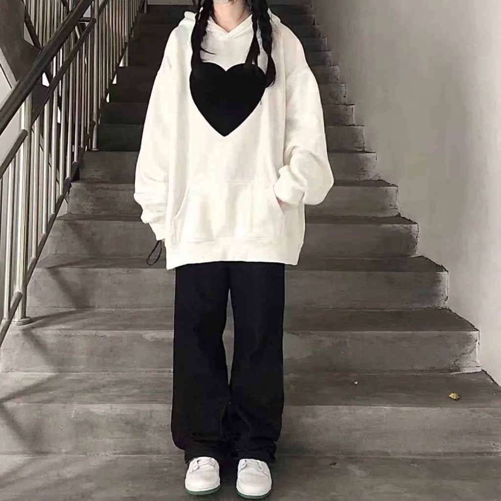 Set Áo Hoodie Form Rộng Và Quần Thể Thao Thiết Kế Mới Cho Nữ