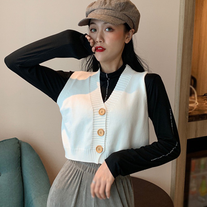 Áo Cardigan Dệt Kim Không Tay Cổ Chữ V Màu Trơn Kiểu Dáng Thời Trang Cho Nữ | BigBuy360 - bigbuy360.vn