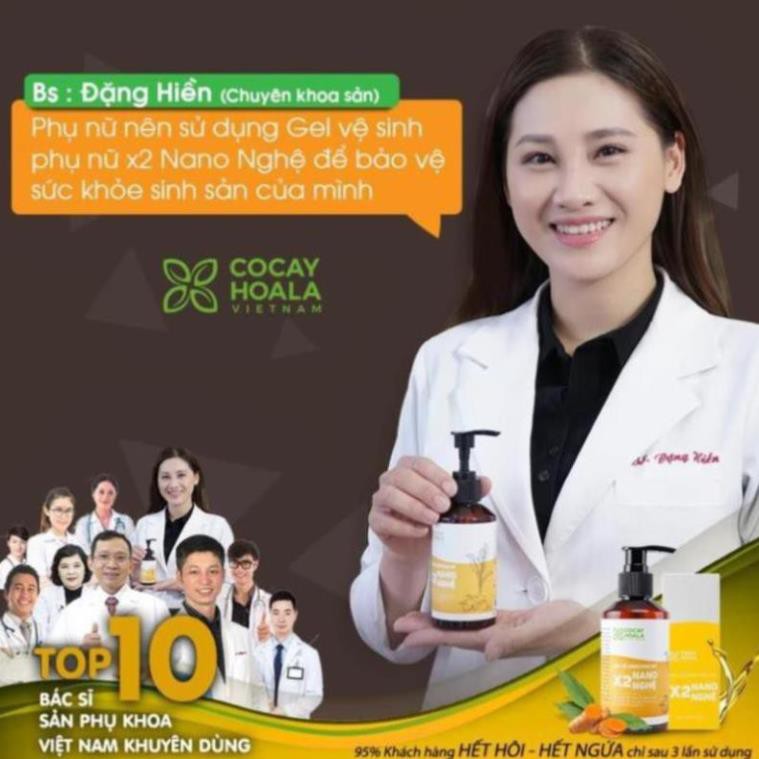 Dung Dịch Vệ Sinh Phụ Nữ Hồng Mịn Se Khít Gel X2 Nano Nghệ Cocayhoala 150ml