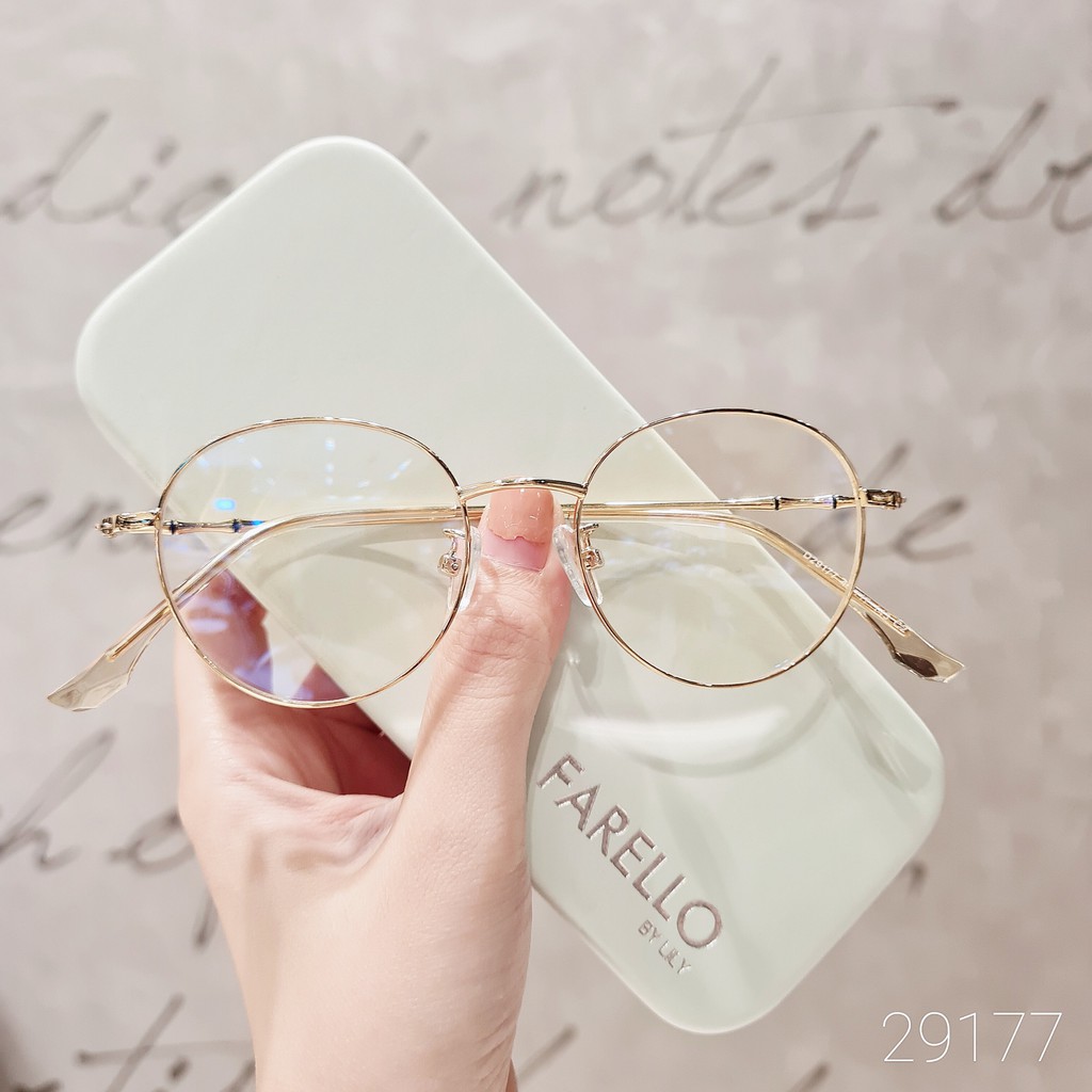 Gọng kính cận nam nữ Lilyeyewear mắt tròn kim loại màu sắc thời trang 29177