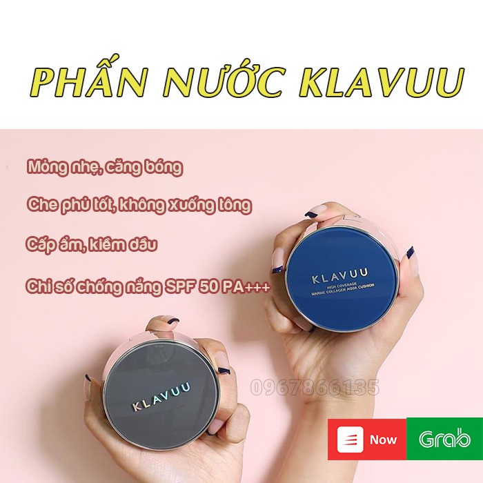 Phấn nước Cushion Klavuu High Coverage Tension Cushion 15g mỏng nhẹ căng bóng kiềm dầu Hàn Quốc đủ màu