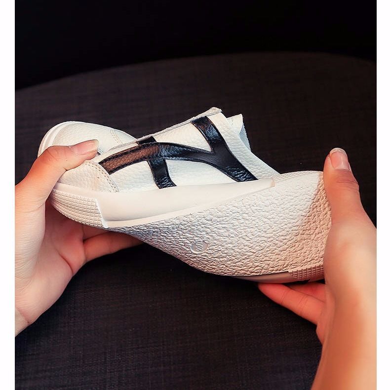 Internet Hot Trắng Giày Nữ Sinh Viên Hàn Quốc Da Đế Bằng Thể Thao Skate Mùa Xuân Thoáng Khí Đế Mềm Doug Đơn giày | BigBuy360 - bigbuy360.vn