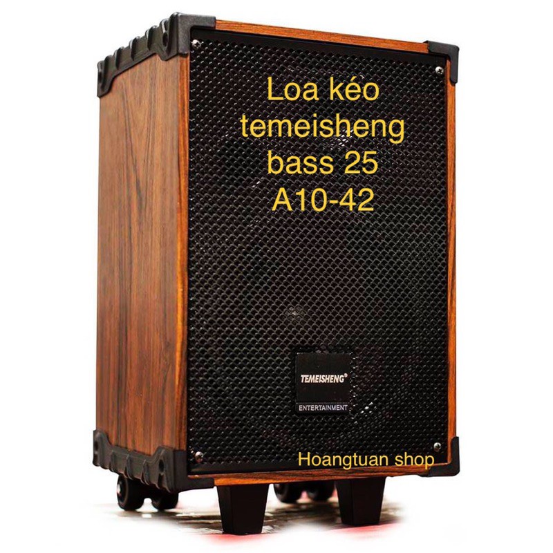 Loa kéo Temeisheng A10-42 vỏ gỗ (bass 25cm 2 mic bluetooth).