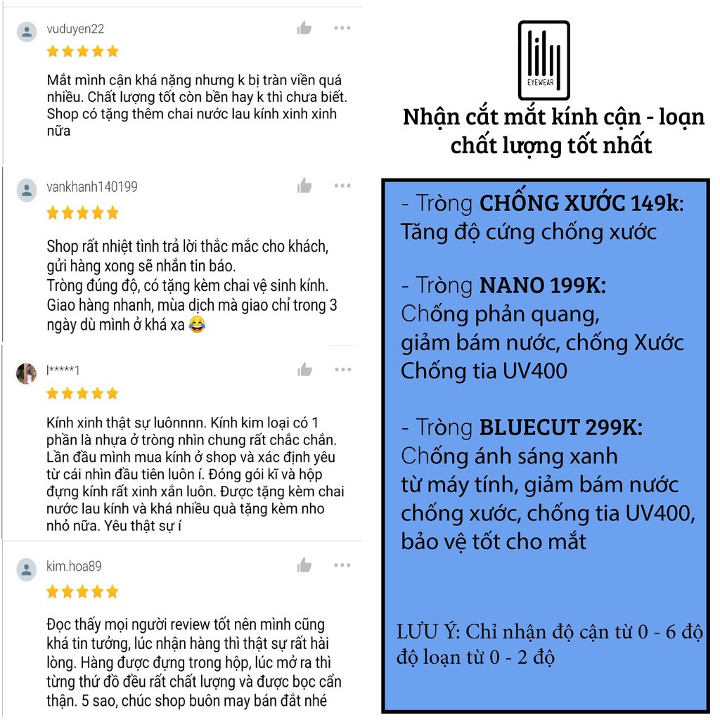 Gọng kính cận kim loại mắt tròn Lilyeyewear 1013 nhiều màu một size