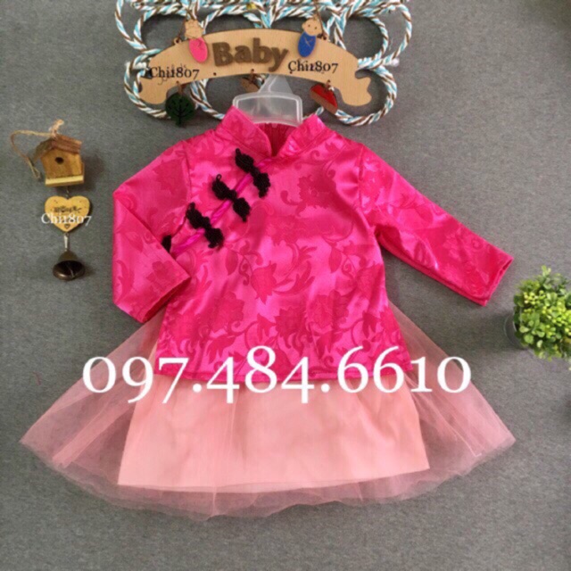 Váy sườn xám cách tân cho bé gái ( vàng)