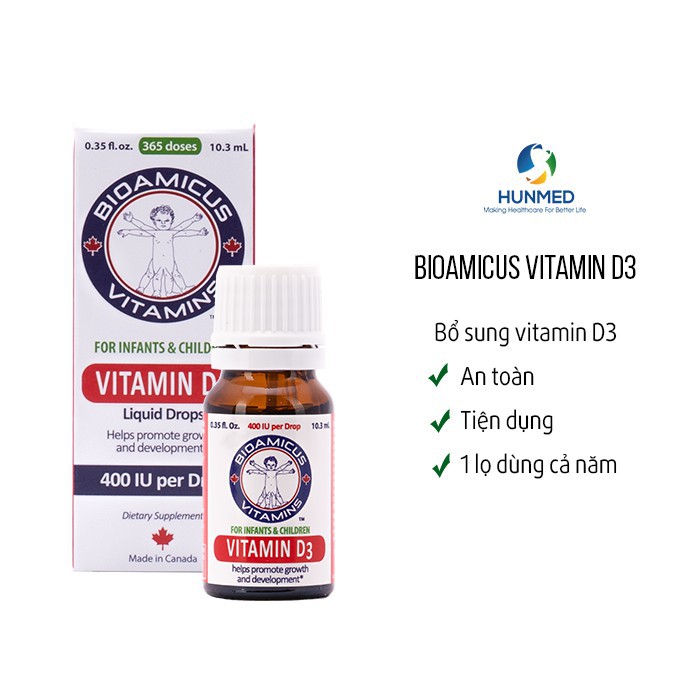 BioAmicus Vitamin D3 Cho Trẻ Sơ Sinh Và Trẻ Nhỏ Thiếu Vitamin D3 là nguyên nhân hàng