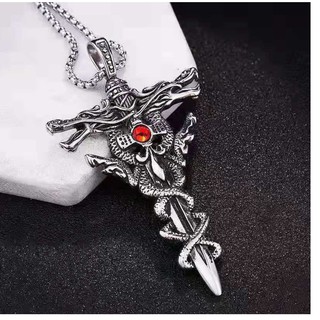 Dây Chuyền Nam Rồng Cuộn Thần Kiếm Cá Tính Âu Mỹ DCRONGCUONKIEM03