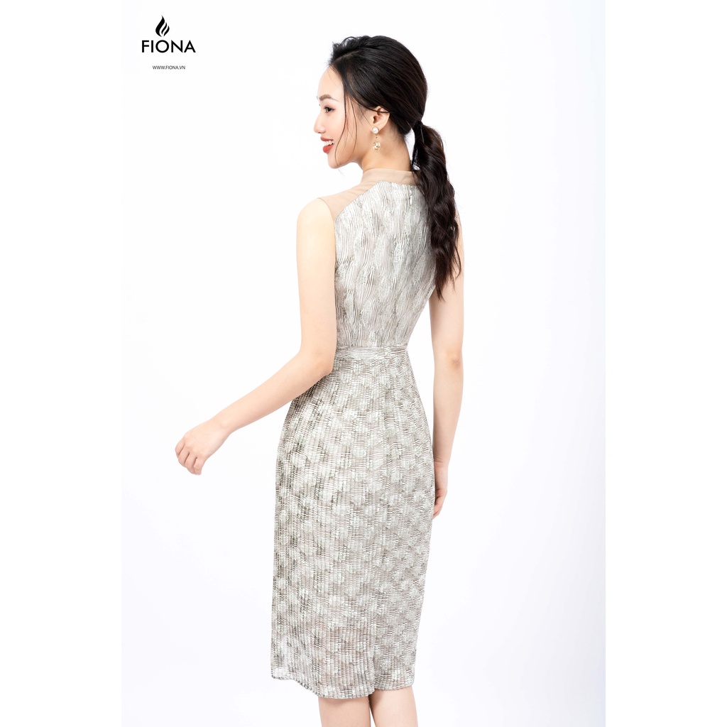Đầm xếp ly FIONA cổ tàu đầm nữ công sở thiết kế cao cấp sát nách trẻ trung phù hợp mặc đi làm đi chơi F451001