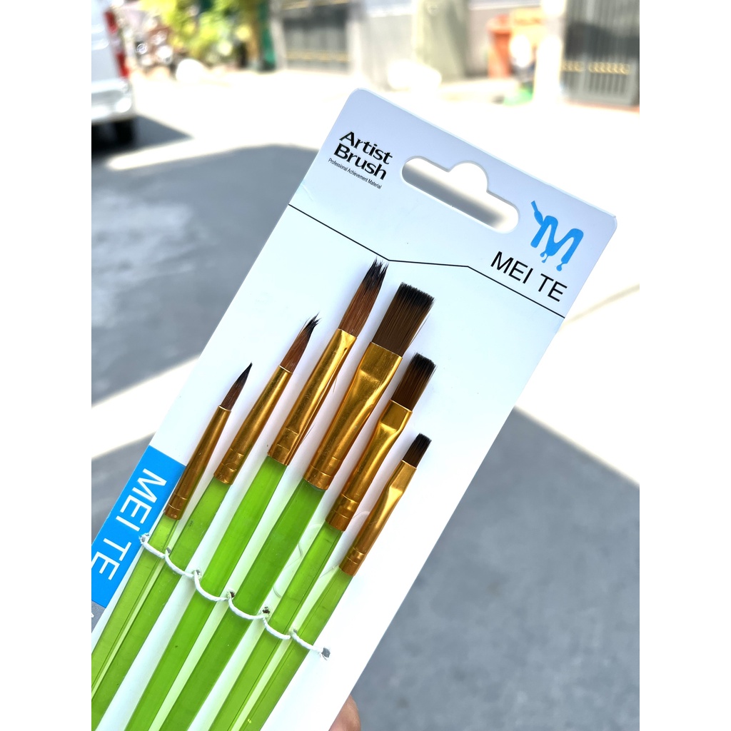 Bộ Cọ Vẽ 6 Cây Chuyên Nghiệp Artist Brush - Dùng Cho Màu Nước/Bột/Sơn Acrylic 30S Store M836 Màu Xanh