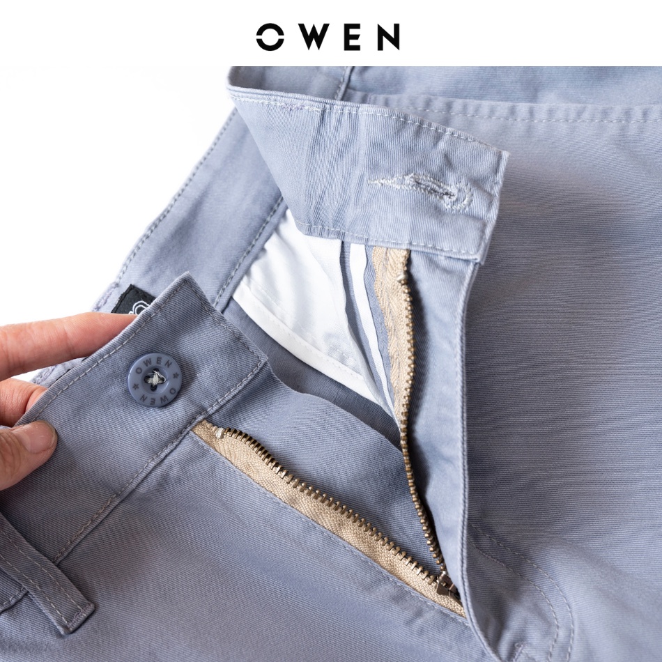 Quần short nam kaki Owen màu ghi, chất liệu vải cotton cao cấp, co giãn, trẻ trung, dáng slimfit năng động