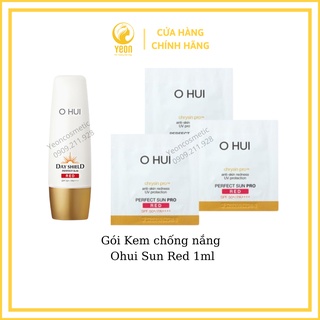 Gói Kem chống nắng Ohui Perfect Sun Pro Red SPF 50+/ PA+++ 1ml_𝐘𝐄𝐎𝐍 𝐋𝐔𝐗𝐔𝐑𝐘 𝐂𝐎𝐒𝐌𝐄𝐓𝐈𝐂𝐒