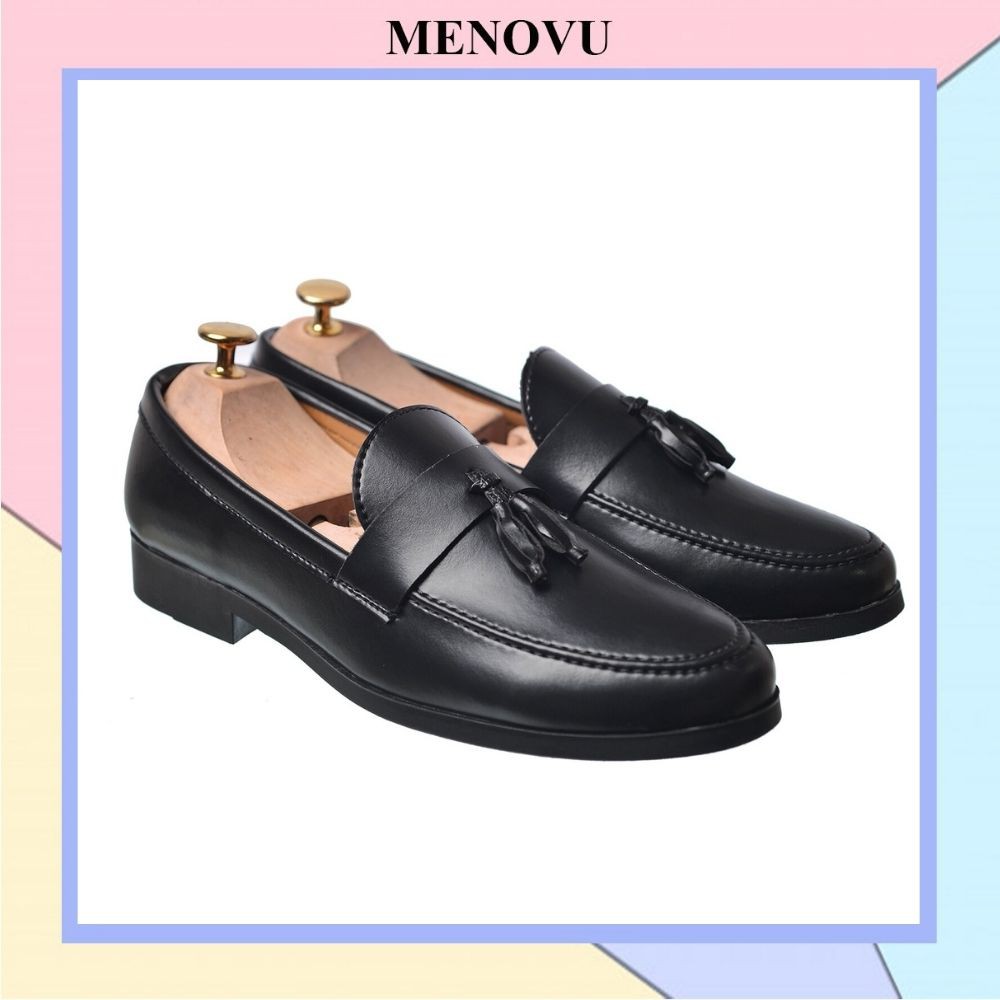 Giày da nam công sở Menovu giày nam chuông đen phong cách Hàn Quốc DR02