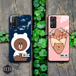 Ốp lưng kính cường lực Huawei Honor 10X Lite gấu bé