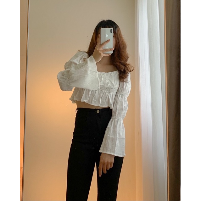 Áo babydoll tay phối chun