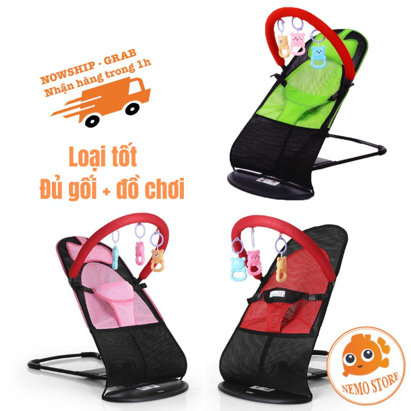 Ghế rung cho bé đa năng bập bênh - nhún theo chuyển động có đồ chơi cho trẻ ngủ loại chữ A cao cấp