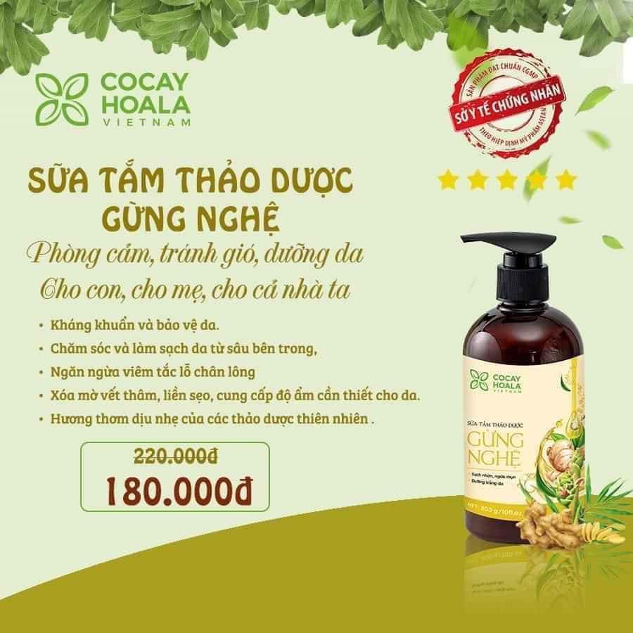 Dầu gội hà thủ ô Cỏ Cây Hoa Lá - Sữa tắm gừng nghệ 300ml