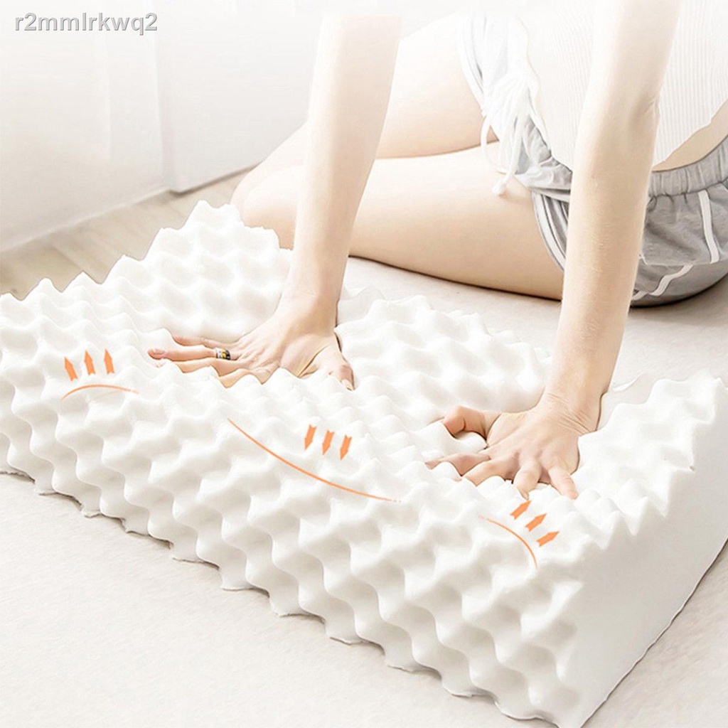 ☽✺♕Gối massage cao su thiên nhiên nhập khẩu Thái Lan lõi có áo bên trong, tựa đầu và bảo vệ cổ