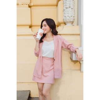 Set vest kẻ hồng (Áo vest+chân váy)