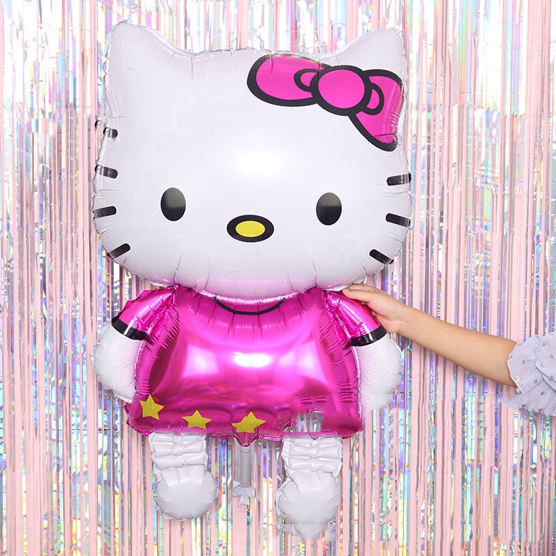 Bong bóng màng nhôm hình mèo Hello Kitty dễ thương dùng để trang trí tiệc sinh nhật