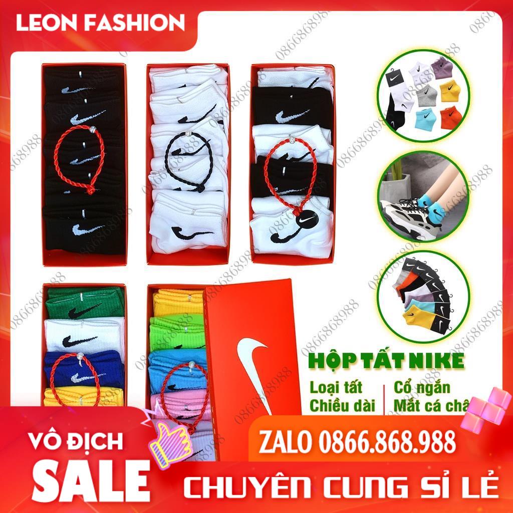 Tất NIKE cổ ngắn Màu nổi bật [Hộp 5 Đôi] Vớ Nam Nữ Thể thao Dệt kim Cao cấp QUÀ TẶNG - Kho sỉ tất