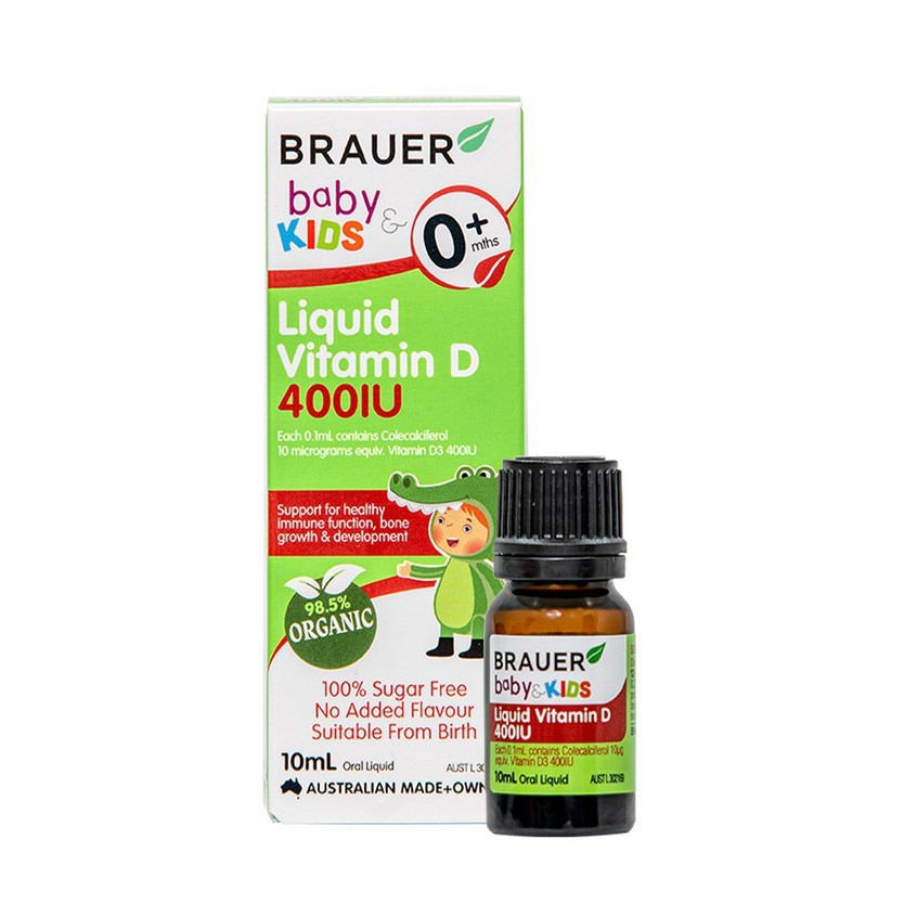 Vitamin D 400IU Dạng Nước Brauer Baby & Kids Liquid Vitamin D 400IU Cho Trẻ Sơ Sinh Và Trẻ Nhỏ (10 ml)