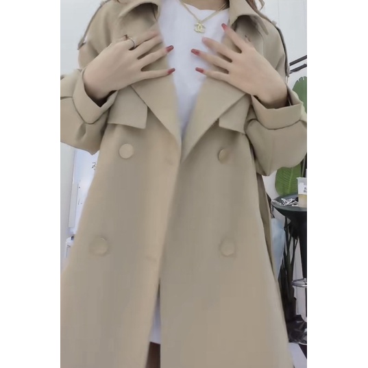 SẴN ĐEN Áo mangto dáng lừng kèm đai (ảnh thật cuối) | BigBuy360 - bigbuy360.vn