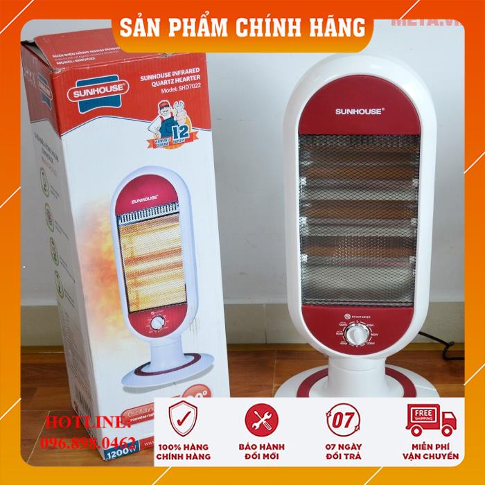 Quạt Sưởi Sunhouse Hồng Ngoại - Máy Sưởi Ấm Phòng Ngủ, Máy Sưởi - Đèn Sưởi Sunhouse 1200W [CHÍNH HÃNG - FREESHIP]