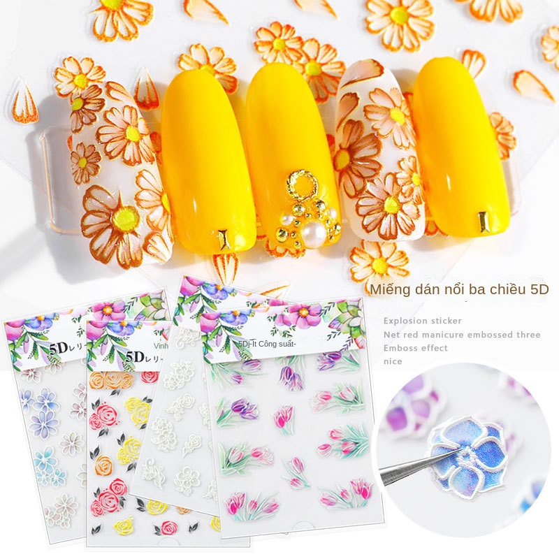 Sticker nail Miếng dán móng tay hoa 5D