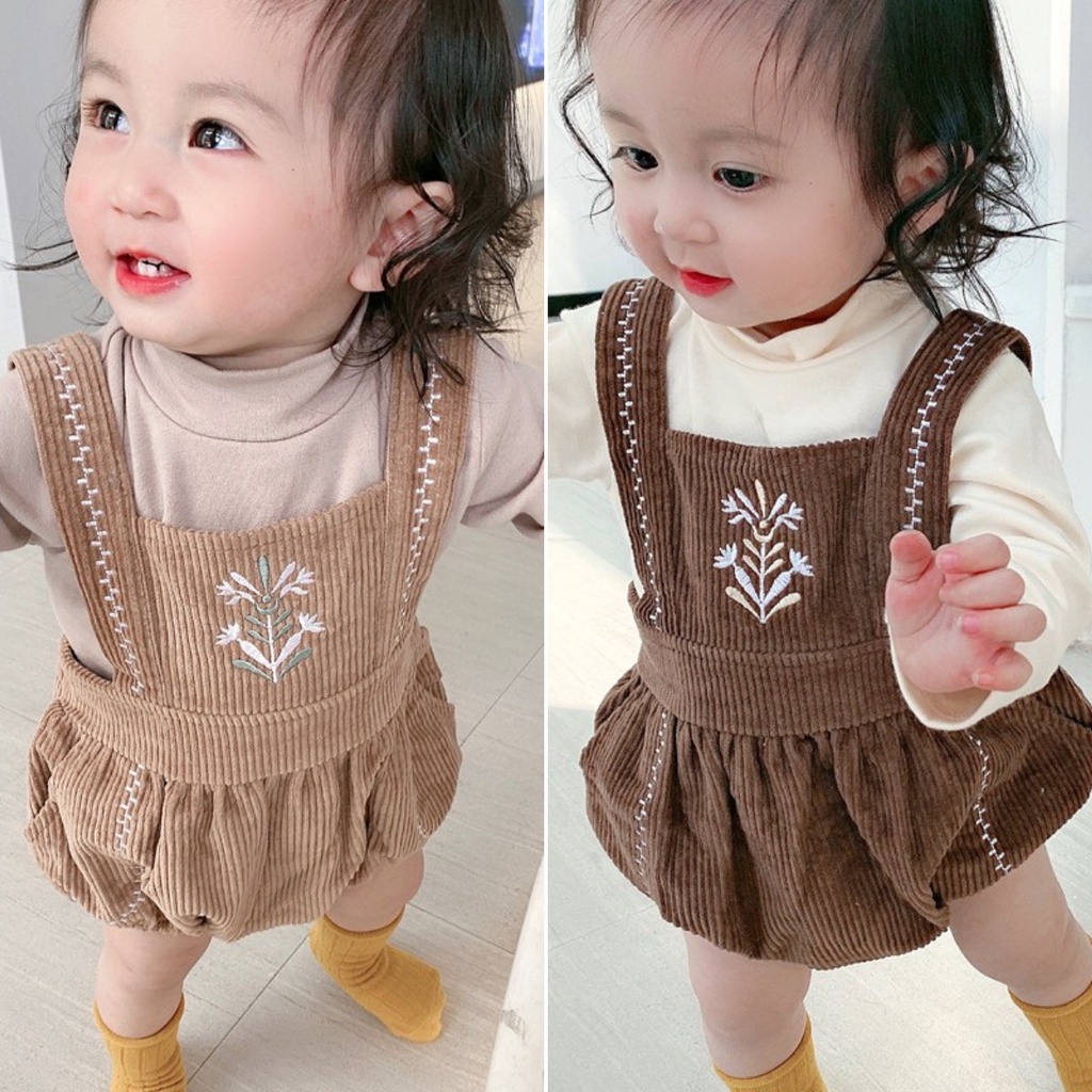 Bộ Áo Liền Quần Tay Dài Phối Ren Thời Trang Mùa Thu Xinh Xắn Cho Bé Gái 0729