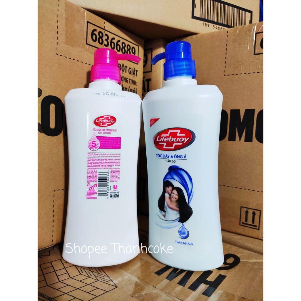 Dầu gội Lifebuoy Tóc Dày Óng Ả Xanh và Tóc Mềm Mượt Hồng 640g 640 g | BigBuy360 - bigbuy360.vn