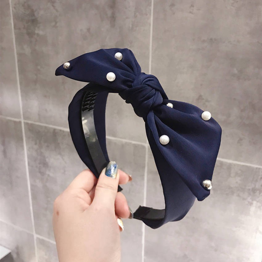 Băng đô cài tóc thắt nơ họa tiết chấm bi đơn giản thời trang