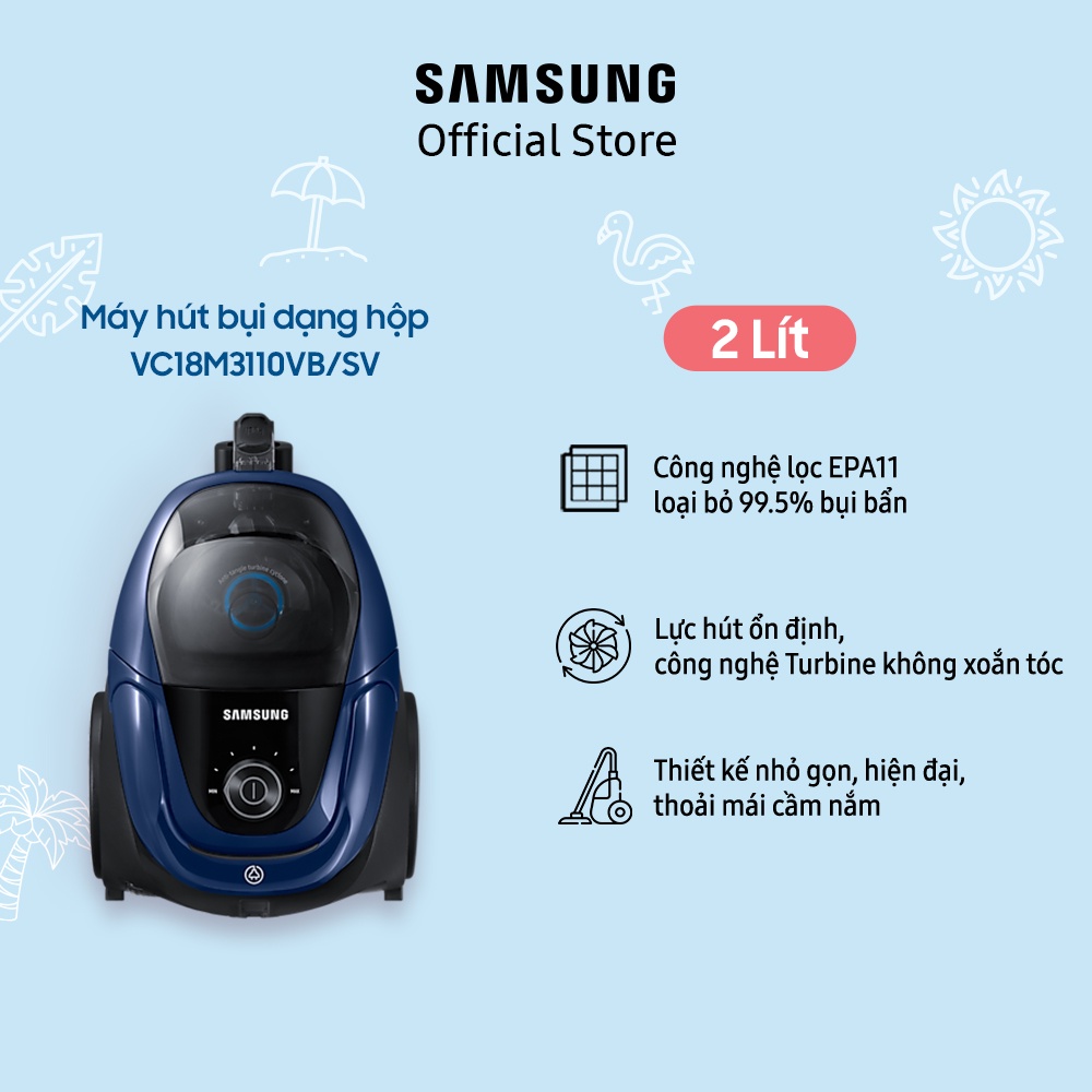 [Mã ELSAM5 giảm 10% đơn 500K] Máy Hút Bụi Samsung VC18M3110VB/SV (2 lít)