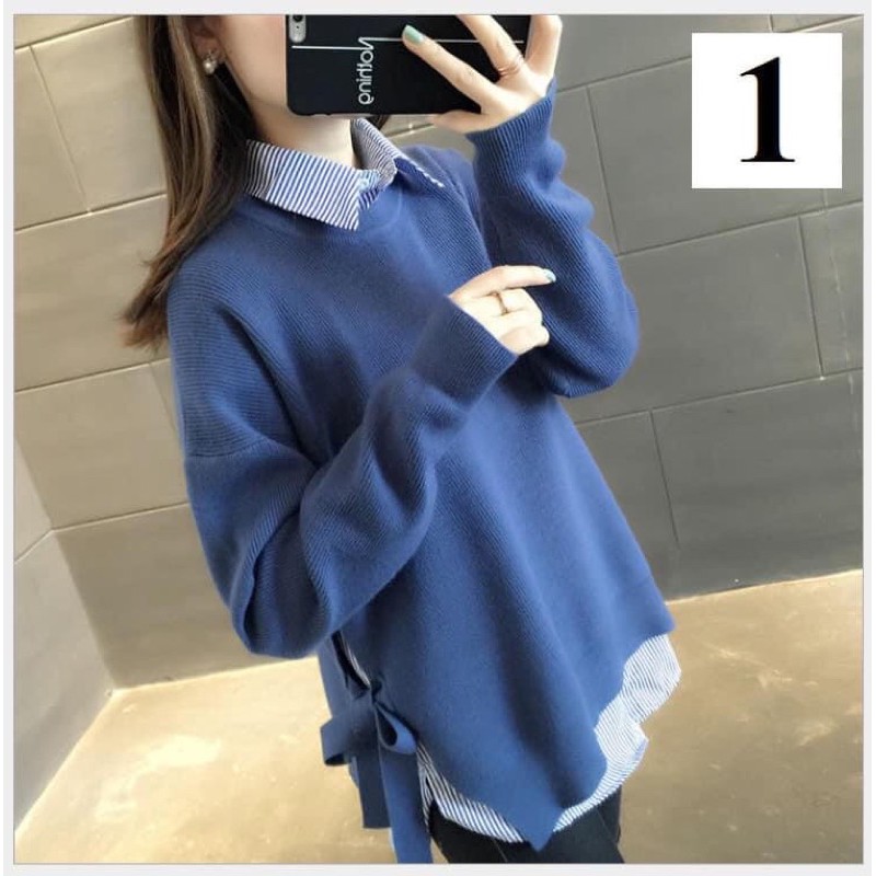 Áo len cổ sơ mi