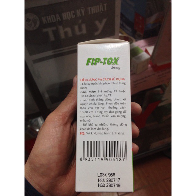 FIP-TOX SPRAY - Dung dịch phun sương diệt bọ chét, bét, ve, chấy, rận ở chó, mèo, thú cảnh