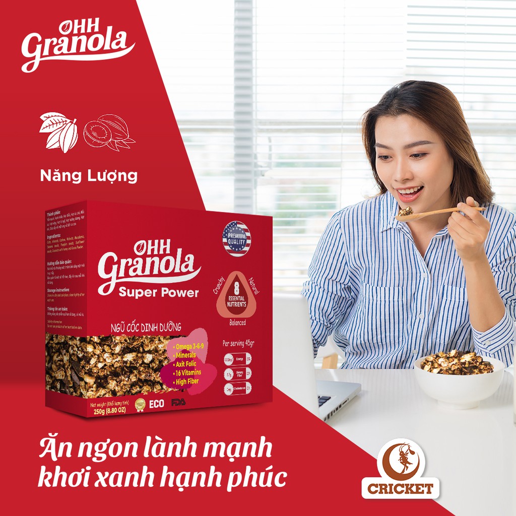 [ Super Power ] Ngũ cốc trái cây Ohh Granola Hộp 250g - Ngũ cốc dinh dưỡng cao cấp, hỗ trợ ăn kiêng.