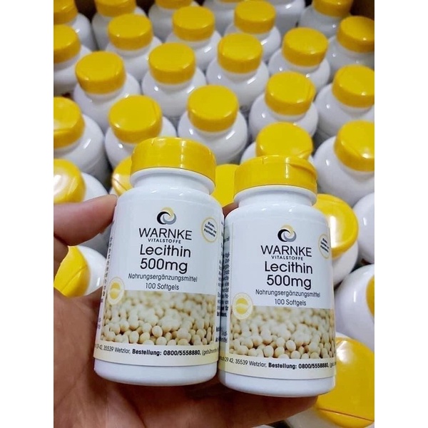 Mầm đậu nành Đức Warnke Vitalstoffe Lecithin 500mg tăng kích thước vòng 1, hỗ trợ làm đẹp da, đào thải độc tố gan