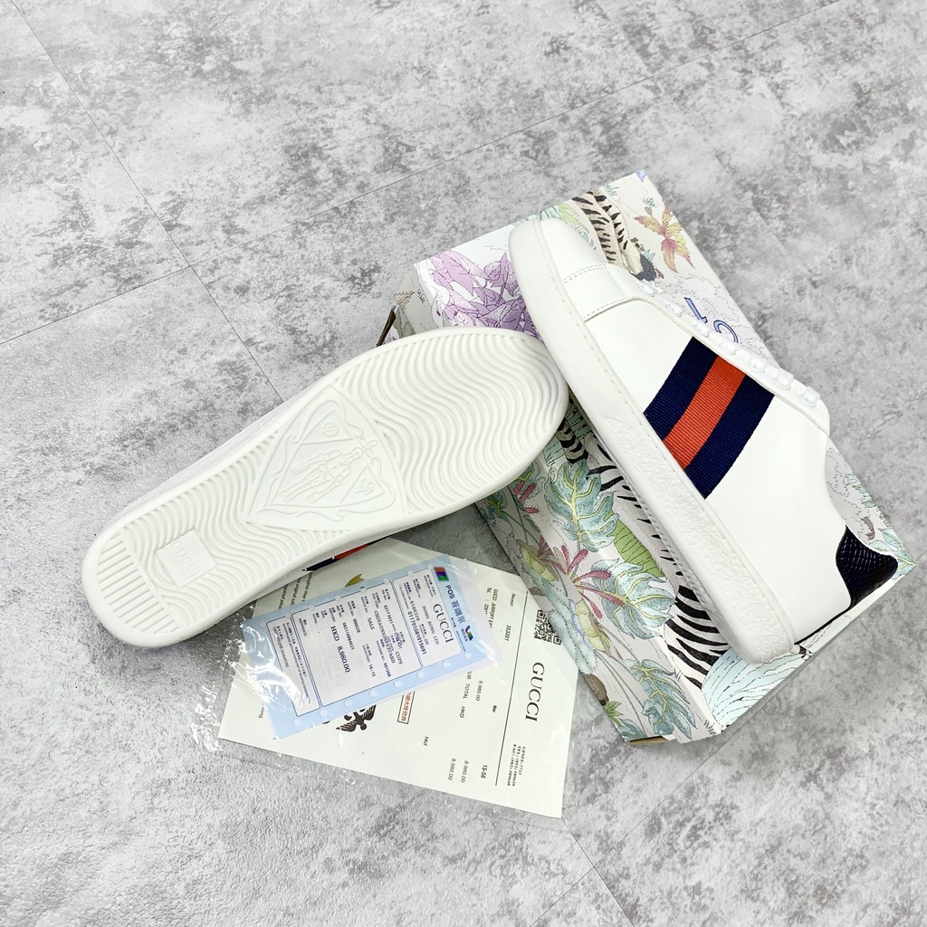 Giày Da Thể Thao Sneaker Nam Nữ Thêu Vạch Trơn Sọc Xanh Đỏ Gót Vảy Chữ Classic GS08P