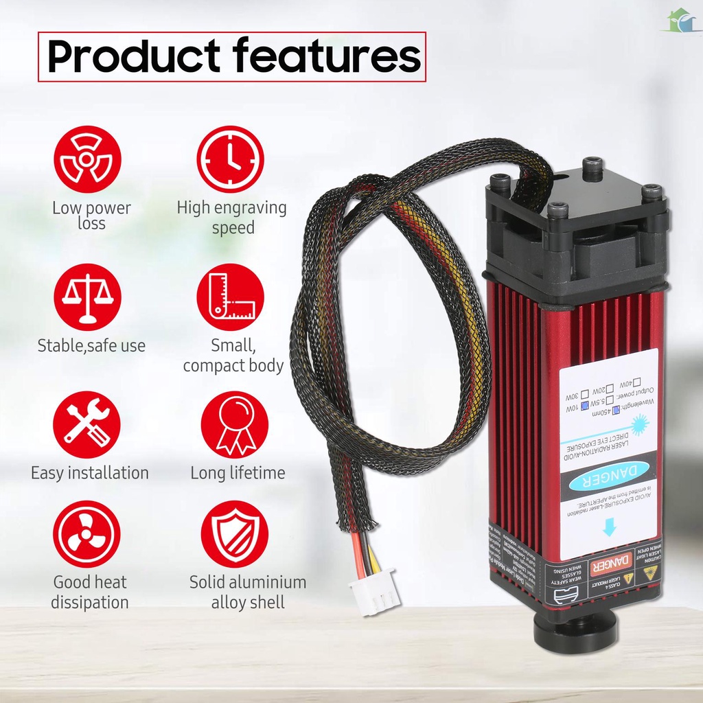 Mô đun laser bước sóng 450nm có thể điều chỉnh độ chính xác công suất 10W chuyên dụng cho máy khắc laser
