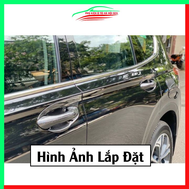 Ốp tay hõm Santafe 2019-2021 vân Carbon chống trầy bảo vệ cửa xe ô tô