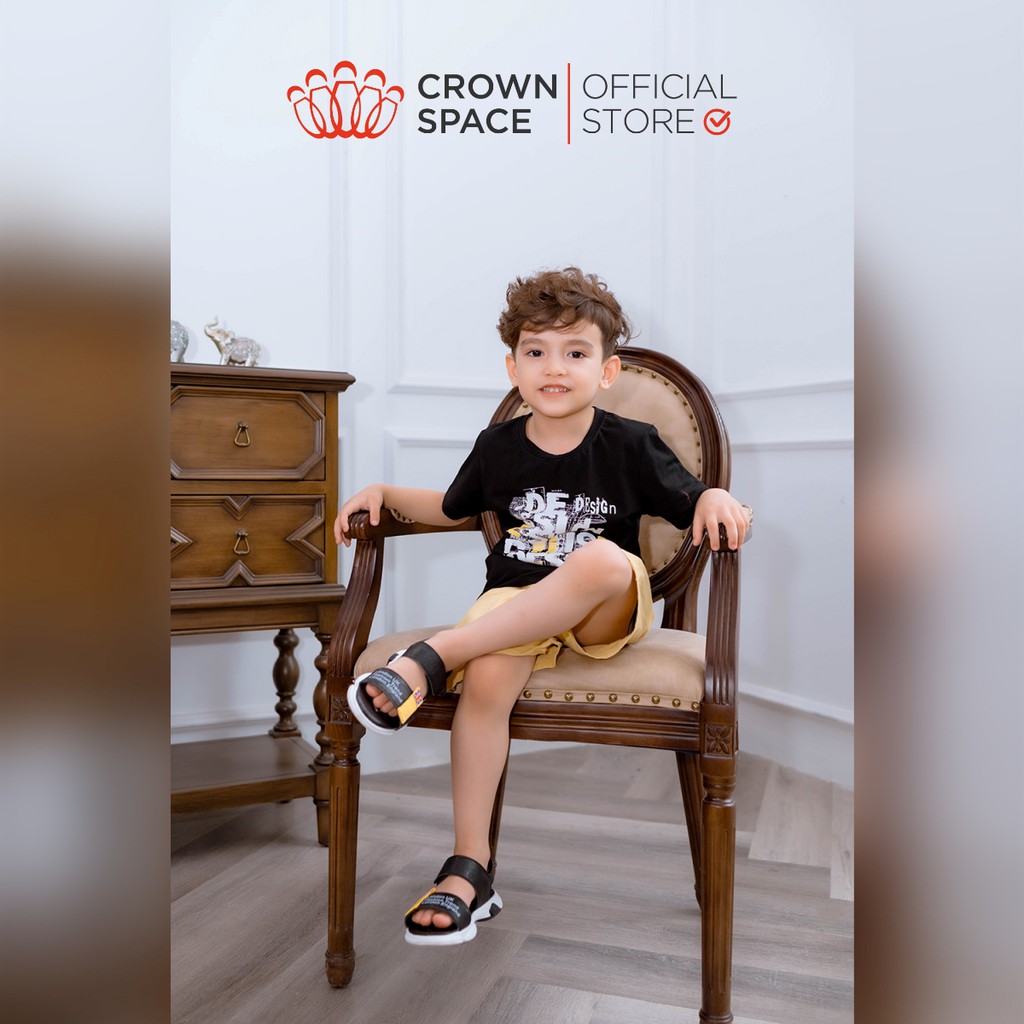 Áo Phông Cổ Tròn Dành Cho Bé Trai Crown Space CKBS2110706 Cotton Thoáng Mát Size 4-8