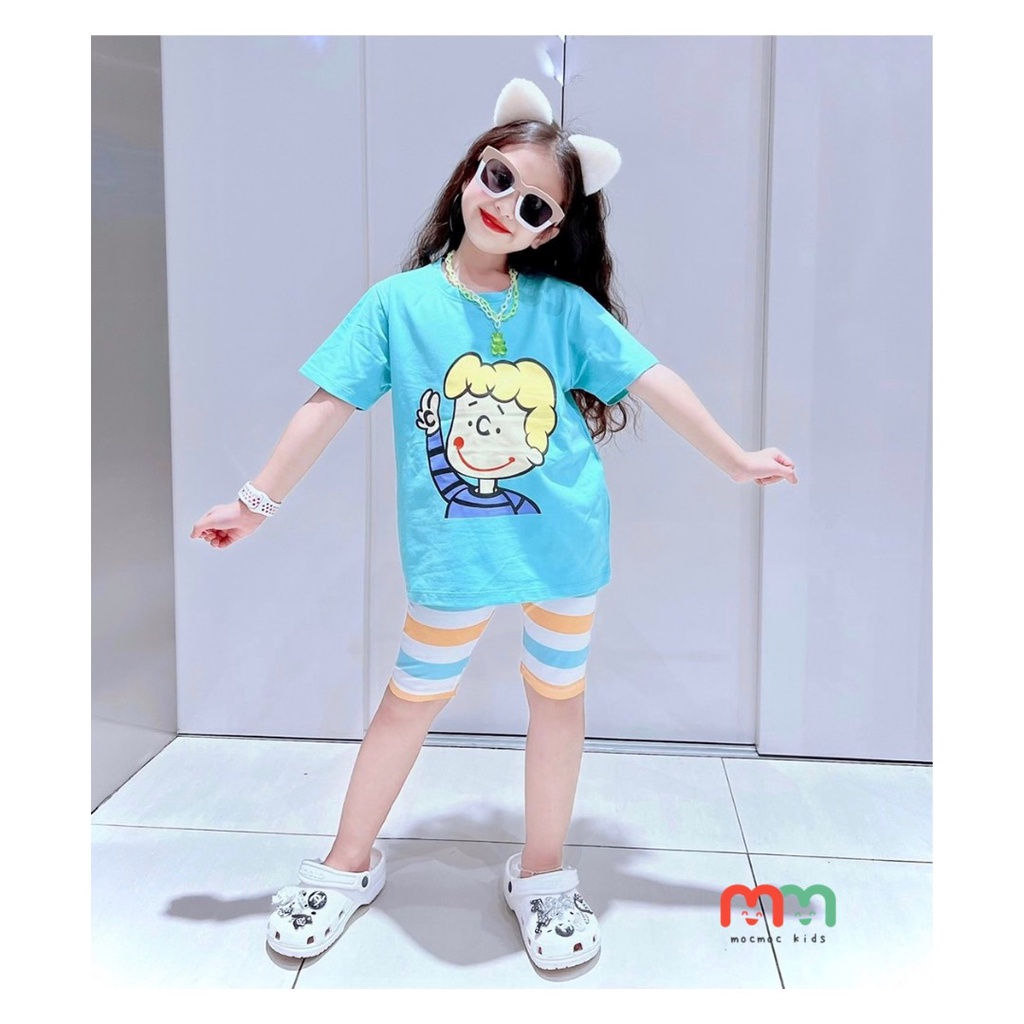 Đồ bộ bé gái dễ thương áo thun rộng phối quần legging thun cotton mềm mịn co dãn thoải mái cho bé 9kg đến 40kg