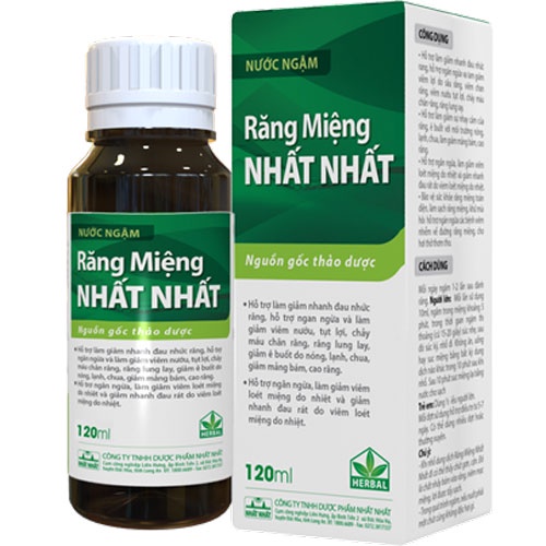 Nước ngậm răng miệng Nhất Nhất, hỗ trợ giảm viêm nướu, tụt lợi, chảy máu chân răng 120ml
