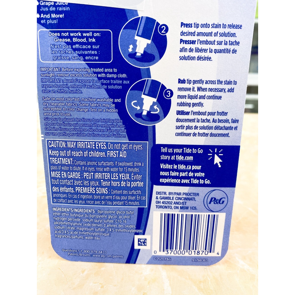 Bút tẩy vết bẩn quần áo Tide To Go 10ml Made In Usa